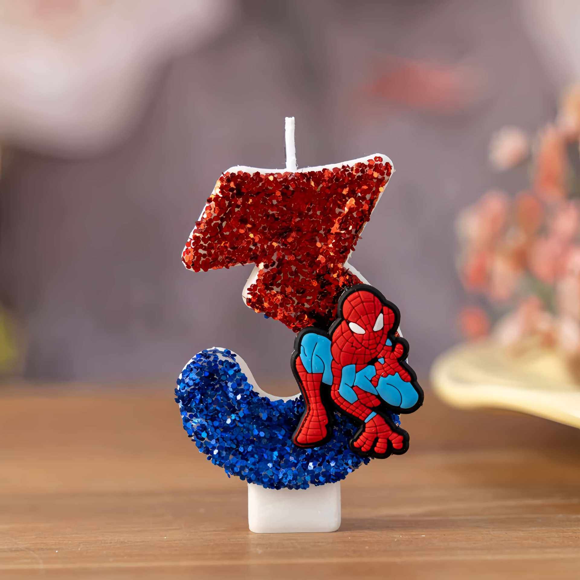 Holiday Candle Set - Lilin Figur Superhero SpiderMan 0-9, Motif