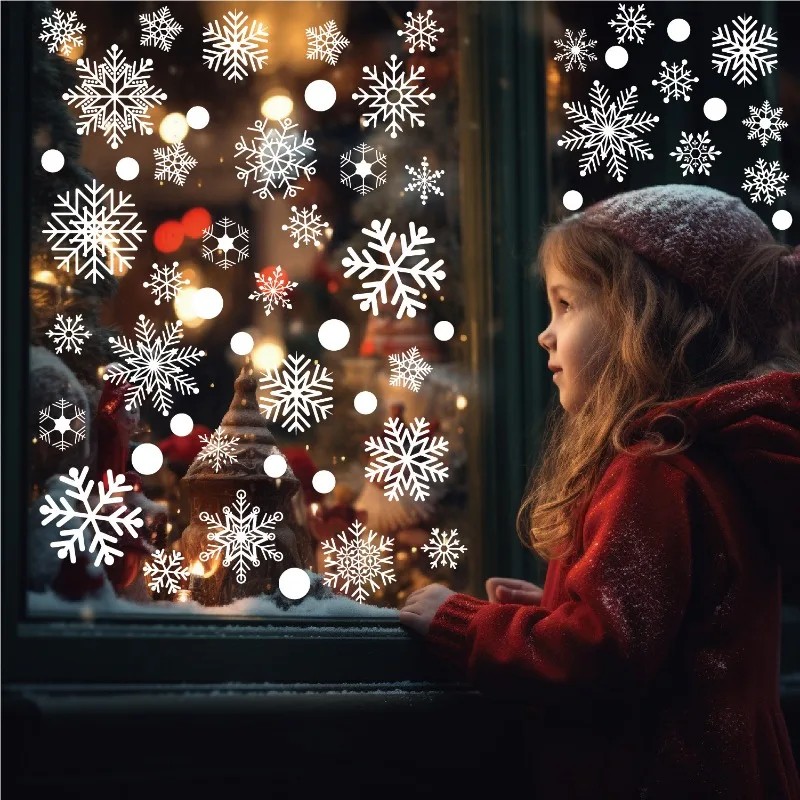 Snowflake Window Decal - Stiker jendela Natal berbentuk kepingan salju,