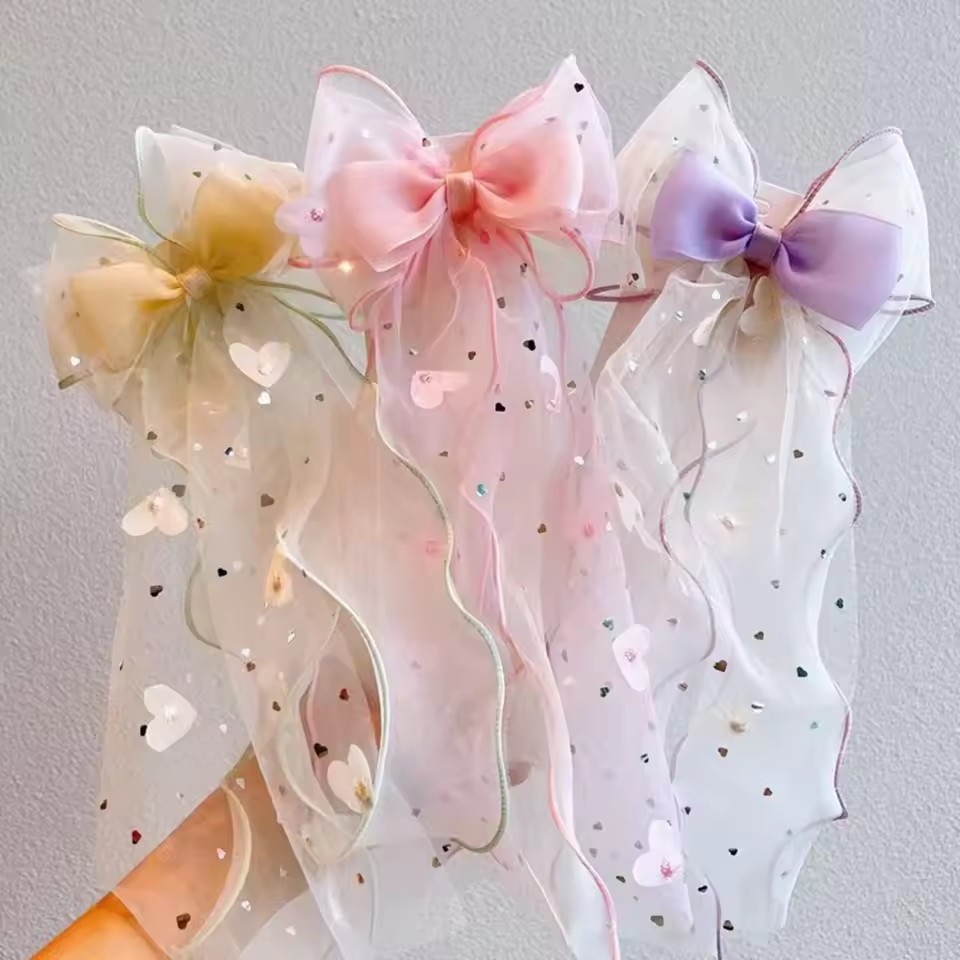 Ribbon Bow Gift - Jepit Rambut Pita Jala Peri Korea