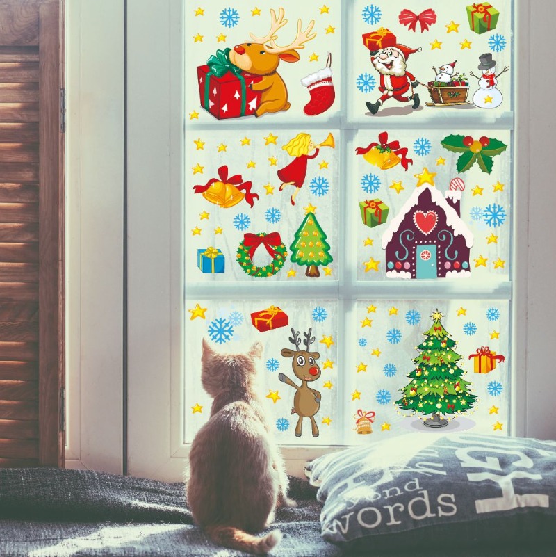 Snowflake Window Decal - 4 Buah Stiker Tempel Jendela PVC