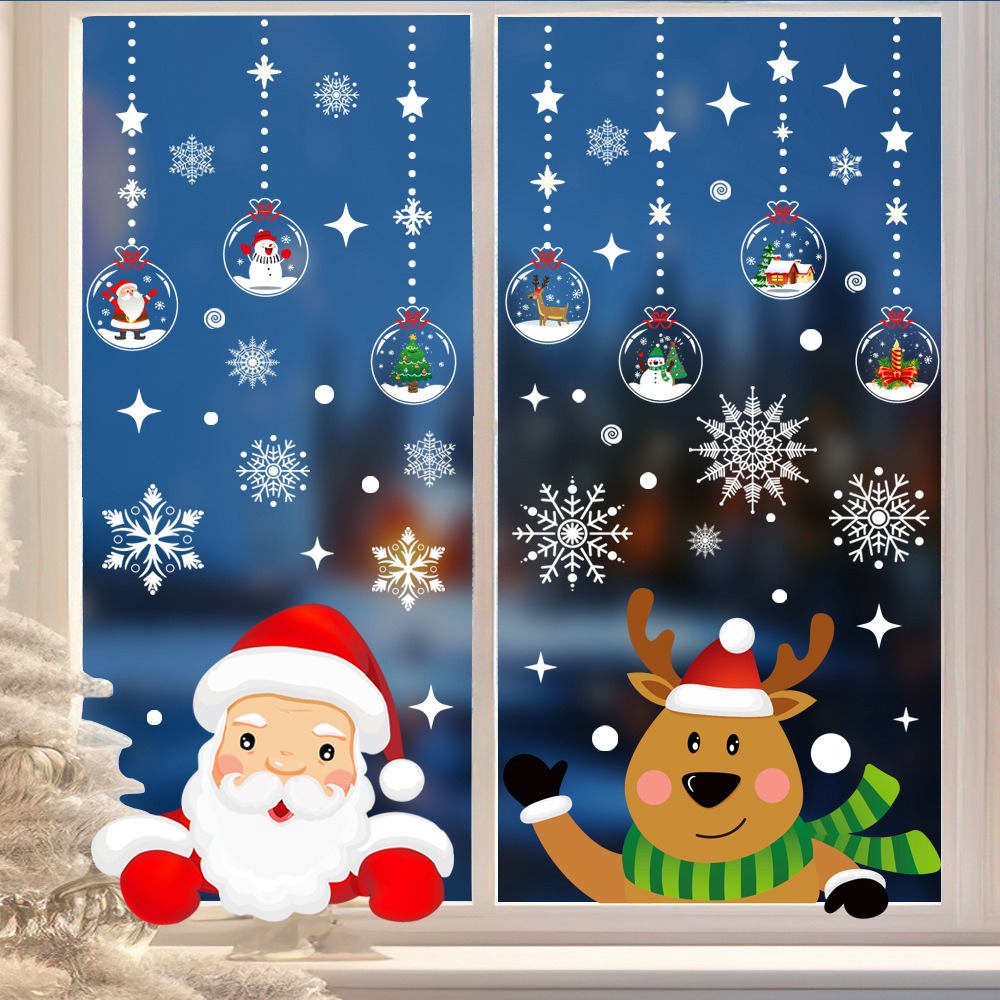 Stiker Jendela Kartun Natal Sa - Snowflake Window Decal ulasan dan harga