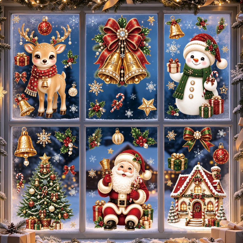 Stiker Jendela Natal 2027, Sti - Snowflake Window Decal ulasan dan harga